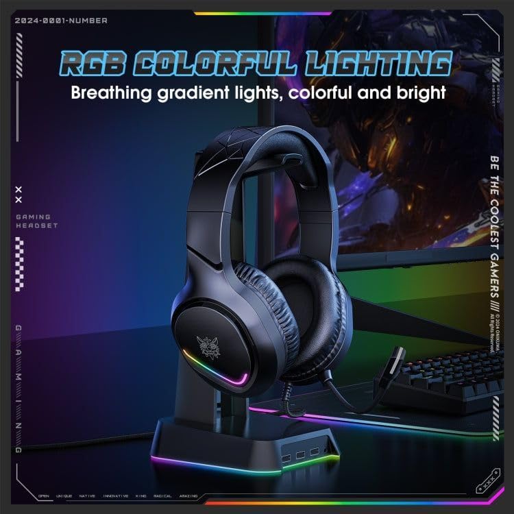 ONIKUMA X31 RGB Gaming Headphone Wired Headset – Yüksek Ses Kalitesi, Gürültü Engelleme Mikrofonu, Konforlu Tasarım